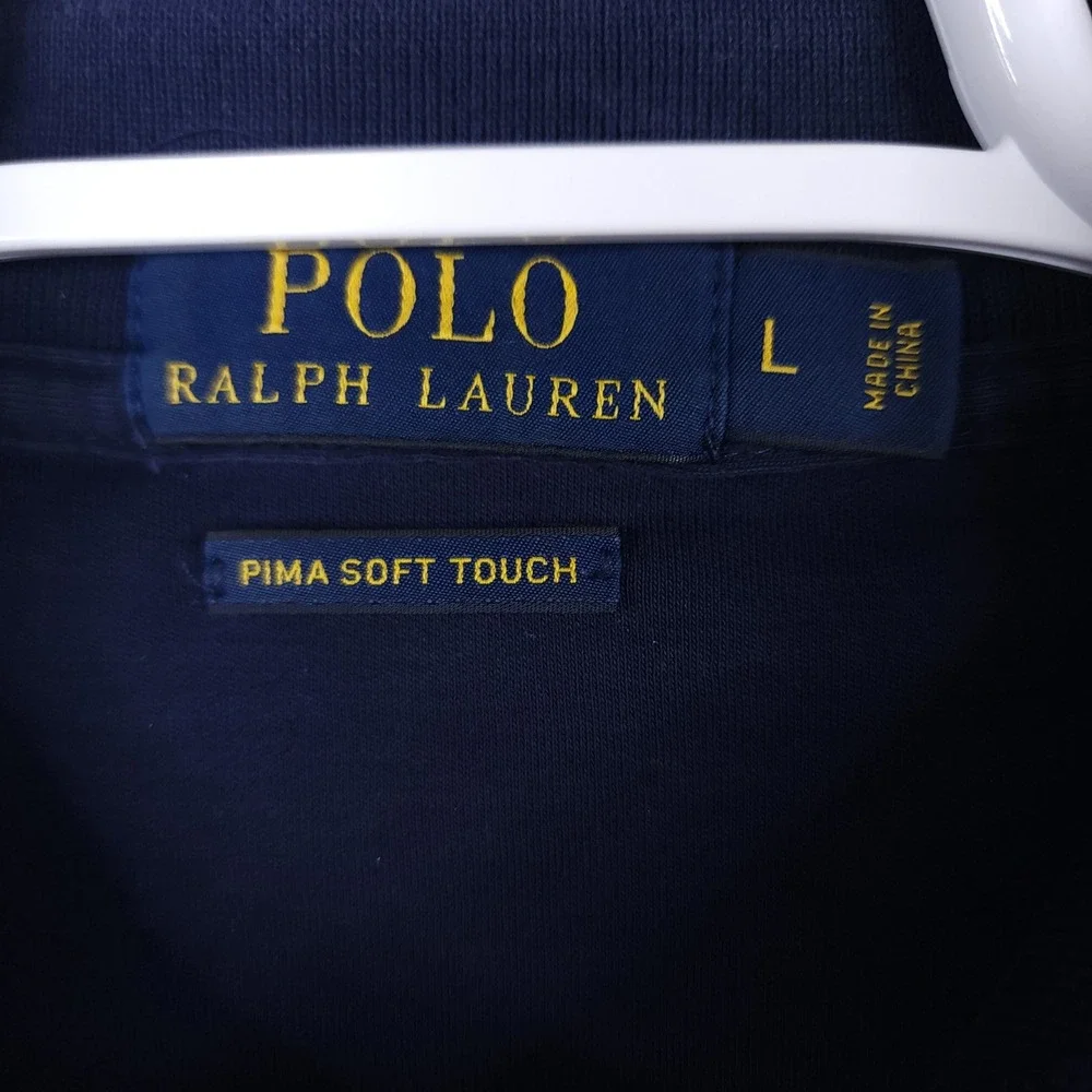 Polo Ralph Lauren Mens Large Navy Blue Pima Soft Touch Cotton Short Sleeve Polo